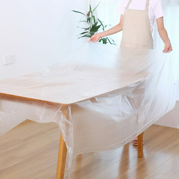 Disposable Plastic Tablecloths, Round Table Covers 10-pack Clear Thickened Film Waterproof & Oil Proof for Easy Cleanup, Ideal for Parties Events Catering and Outdoor Dining Protection