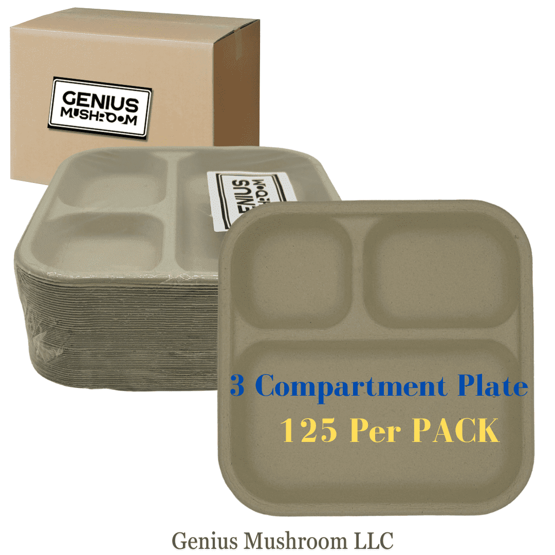 Disposable Plates 3 compartment Plates 9 inches Heavy-Duty Compostable ...