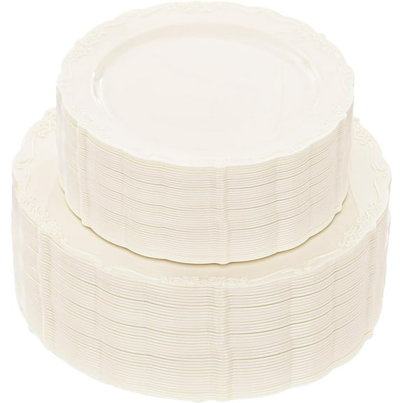 Disposable Plates - Premium Hard Plastic Plates for Wedding and Party Use.