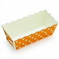 thumbnail image 1 of Disposable Polka Dot Orange Paper Mini Loaf Baking Pan, 4.1 oz, 3.1" x 1.2" x 1.4" High, Pack of 50, 1 of 1