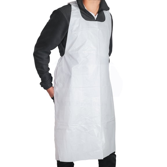 Disposable Poly Aprons 100 White 46"x28" For Cooking, Dishwashing, Art