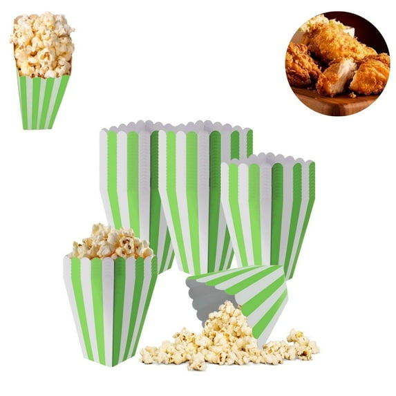 Disposable Popcorn Container,50pcs Green Candy Containers for Birthday Party,QZS Theater Snack Supplies for Snacks,Fries,2.8x2x4.5In