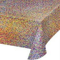 Rectangular 54" x 84" Multicolor Prismatic Dots Plastic Table Cover, by Way To Celebrate