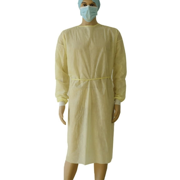 Disposable Protective Isolation Gown Coverall for w/ Elastic Cuff Non-Woven Dura