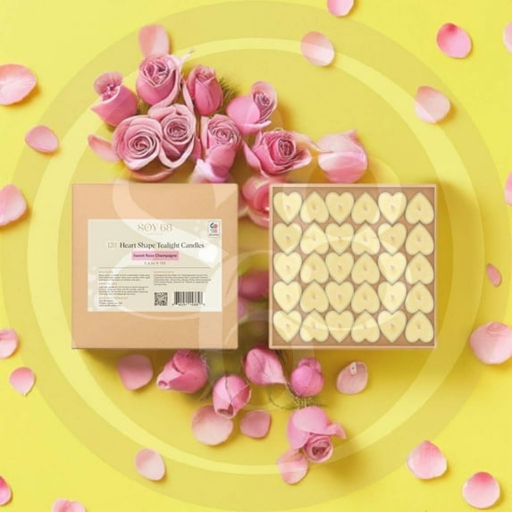 Moisturizer Candle: 0.5 Oz (Tealight: Heart Shape)(120Each/Box) (Sweet Rose Champagne)
