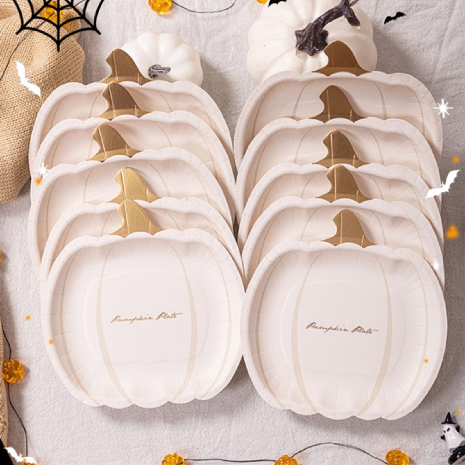 Disposable Pumpkin Paper Tray Small Dining Table Set for 6 round Dining