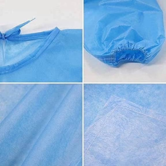 Disposable Quarantine Protective Gown - Full Body Isolation Blue Gown Suit (Pack Of 10)