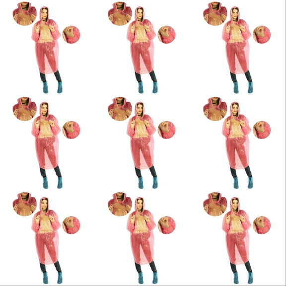 Disposable Rain Ponchos for Adults Bulk Pack - Waterproof Emergency Raincoat with Drawstring Hood & Elastic Sleeves (43.31" x 23.62") - for Travel, Hiking, Concerts & Outdoor Events