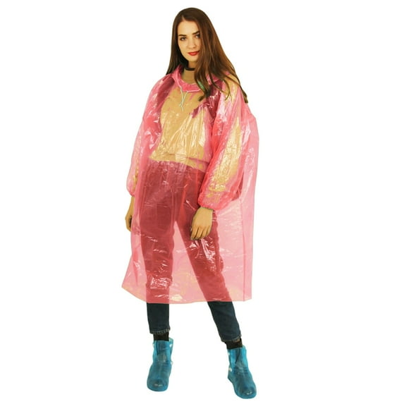 Disposable Rain Ponchos for Adults Bulk Pack - Waterproof Emergency Raincoat with Drawstring Hood & Elastic Sleeves (43.31" x 23.62") - for Travel, Hiking, Concerts & Outdoor Events