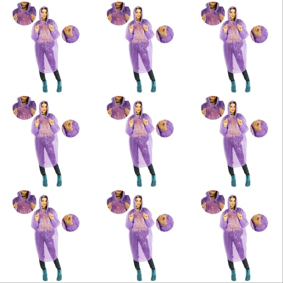 Disposable Rain Ponchos for Adults Bulk Pack - Waterproof Emergency Raincoat with Drawstring Hood & Elastic Sleeves (43.31" x 23.62") - for Travel, Hiking, Concerts & Outdoor Events