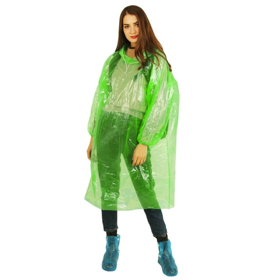 Disposable Raincoat with Hood and Drawstring for All Seasons Outdoor Rainy Day Pure Color Lightweight Poncho