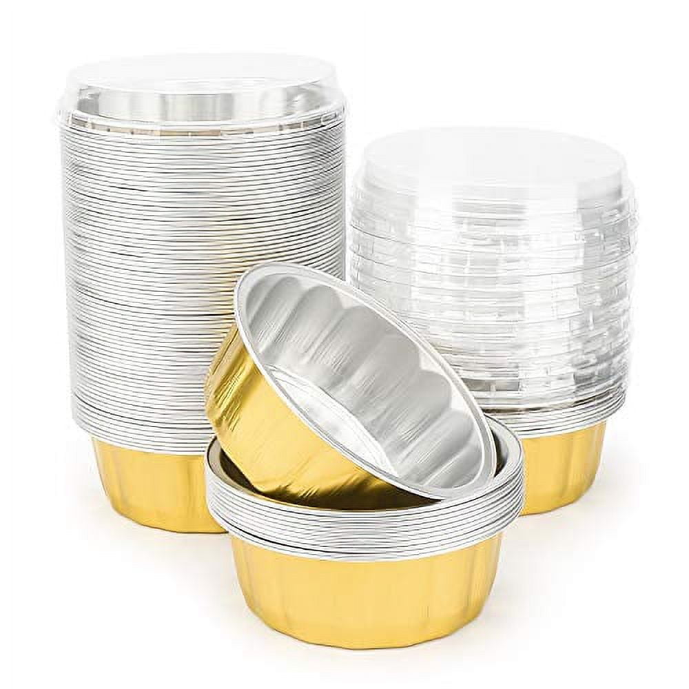 Beasea 50 Pack 8oz Disposable Aluminum Foil Cups With Lids - For Baking, Pudding, Cupcakes & Party Desserts - View #10