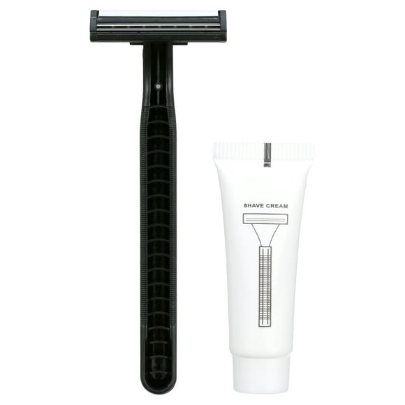 Disposable Razors in Bulk Pack of 25,Black Twin Blade Disposable Shaving Razors with Shaving Cream and Clear Cap Set Bulk Razors Disposable Individually Wrapped for Homeless,Travel,Hotel,Charity