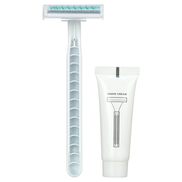 Disposable Razors in Bulk Pack of 25,Gray Twin Blade Disposable Shaving Razors with Shaving Cream and Clear Cap Set Bulk Razors Disposable Individually Wrapped for Homeless,Travel,Hotel,Charity