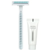 Disposable Razors in Bulk Pack of 50,Gray Twin Blade Disposable Shaving Razors with Shaving Cream and Clear Cap Set Bulk Razors Disposable Individually Wrapped for Homeless,Travel,Hotel,Charity