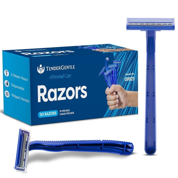 Disposable Razors for Men and Women - Pack of 50 Shavers - 2 Blade Razors, Bulk - for Shaving, Tattoos, Hospitality, and More