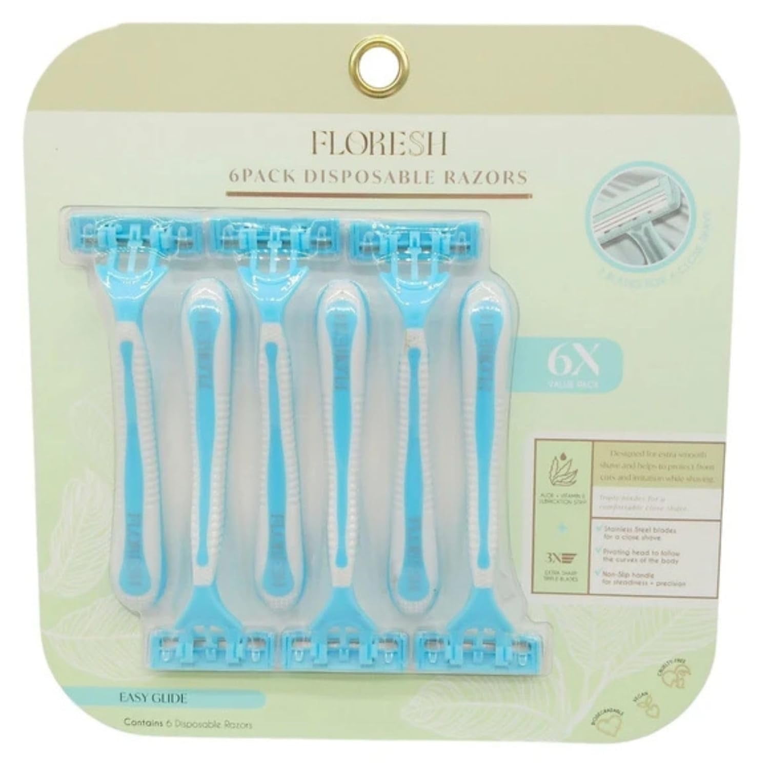 Radha Kishan LLC Disposable Razors for Sensitive Skin with Aloe, 6 ...