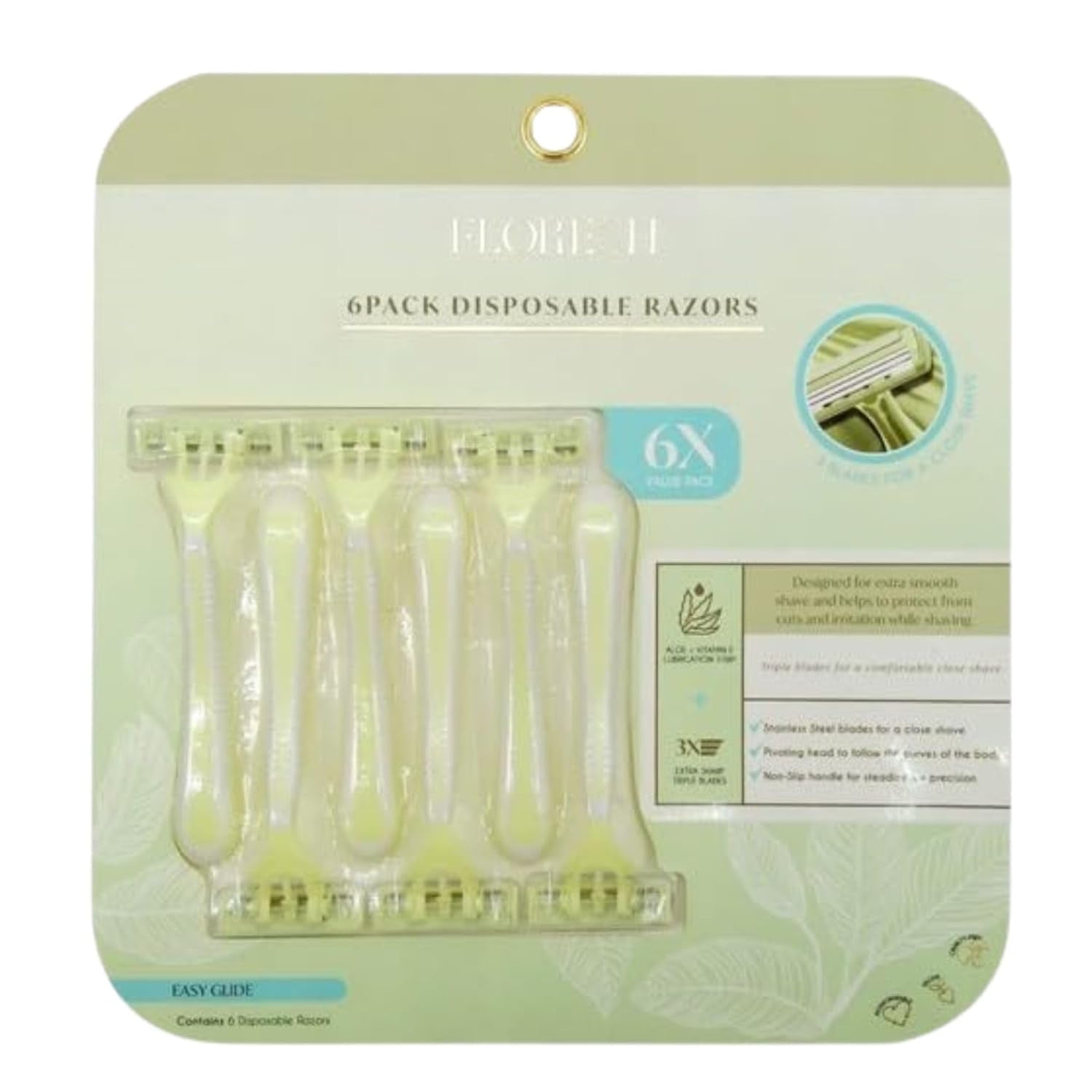 Radha Kishan LLC Disposable Razors for Sensitive Skin with Aloe, 6 ...