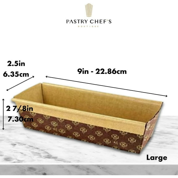 Disposable Rectangular Paper Loaf Pan Molds, , Microwave and Oven Safe, Large Size 9''x2.75''x2'', 25pcs