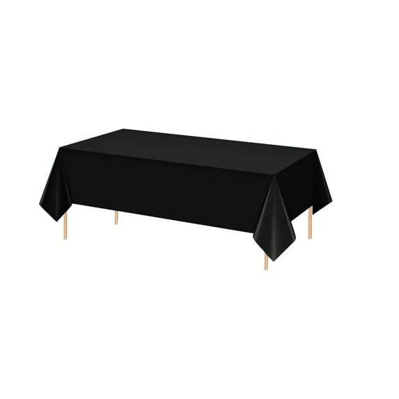 Disposable Rectangular Plastic Tablecloth Party Table Cover for Banquet Birthday Holiday Indoor Outdoor Dining Use 108x54Inch Black