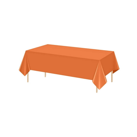 Disposable Rectangular Plastic Tablecloth Party Table Cover for Banquet Birthday Holiday Indoor Outdoor Dining Use 108x54Inch Orange
