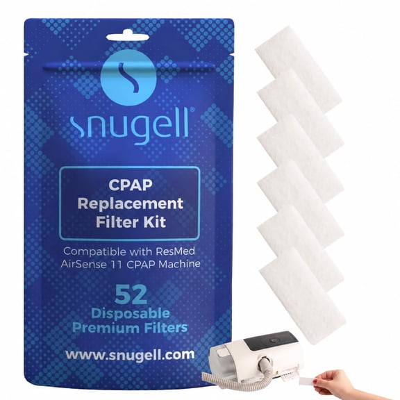 Snugell Disposable CPAP Filters – Compatible with AirSense 11 Machines – 52-Pack – Travel-Friendly Design, and Easy Installation for Home and Travel Use