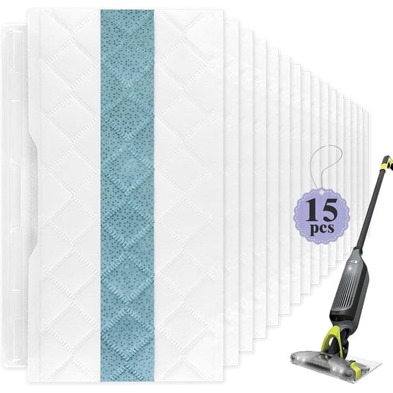 Disposable Replacement Pads for Shark Vacmop Pro,15-Pack Refills Compatible with VM252, VM200, VM250, VM251, VM190, VM200C, VM252C, QM250, VC205 for All Hard Floors