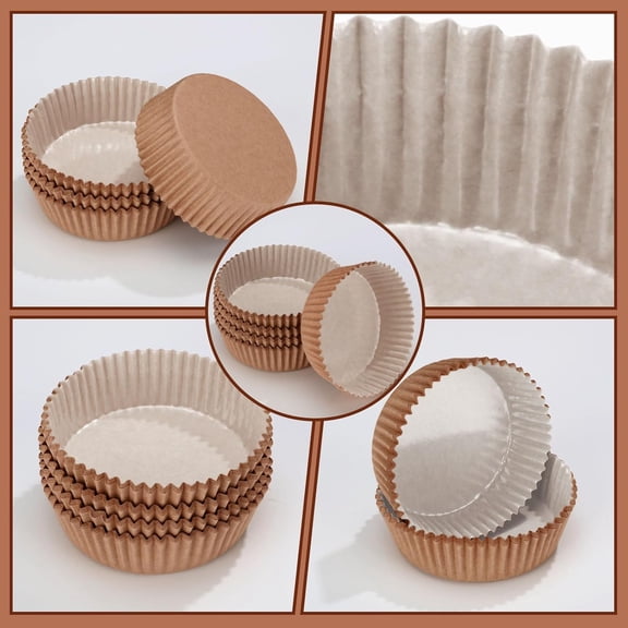 Disposable Round Cupcake Baking Cups Paper Baking Cups Wrappers Cupcake Paper Microwave Oven Safe Baking Molds for Snack Cakes (Natural Color, 50 Count)