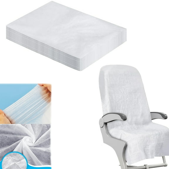 Disposable Seat Covers Tutuviw 8 Pcs Airplane and Public Thickened Seat Cover 59 x 24in Non-Woven Fabric Seat Cover Portable Disposable Protectors for Airplane, Car, Train, Movie Theatre