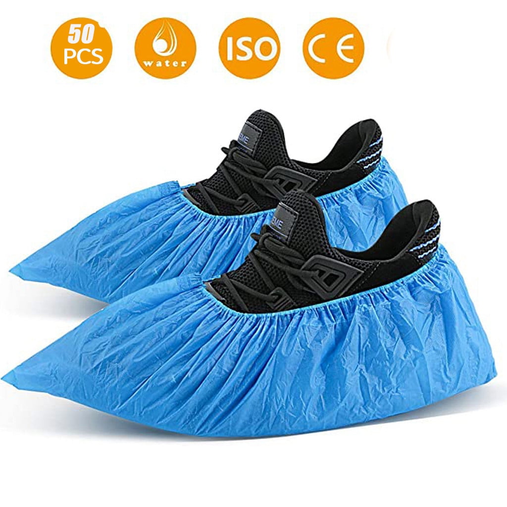 Disposable Shoe Covers 100PCS Non-Slip Boot Overshoes Protector Non-Woven Shoe Covers for Carpet Floor Protection