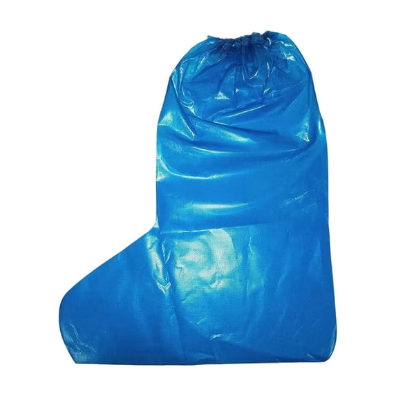 Disposable Shoe Covers Waterproof Rain Boot Covers for Outdoor Garden Work Extra Tall Plastic Overshoes with Treaded Sole Elastic Opening Heavy Duty Abrasion Material Full Boot Protection