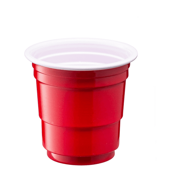 Disposable Plastic Party Cups, Red, 2 oz, 20 Count