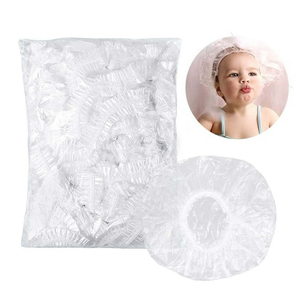 Disposable Shower Caps 100 Pack Wide Elastic Transparent Hair for Women Home Travel Use