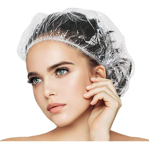 Disposable Shower Caps 100 Pcs Large Thick Clear Waterproof Multi-Purpose Shower Caps Bath Shower Hair Caps Women Spa,Home Use, Hotel and Hair Salon, Portable Travel19.7inches