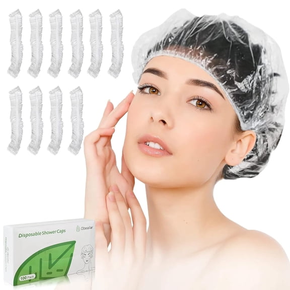 Disposable Shower Caps, 100pcs Large Transparent Shower Cap For Women & Men, Waterproof Elastic Bath Cap For All Head Sizes, Great For Travel, Home Use, Spa, Multipurpose Plastic Hair Caps