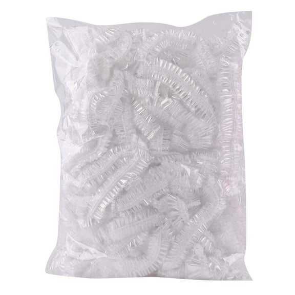 Disposable Shower Caps Bulk Pack 100 Elastic Hair Wide Design Transparent Reusable Travel Home Use