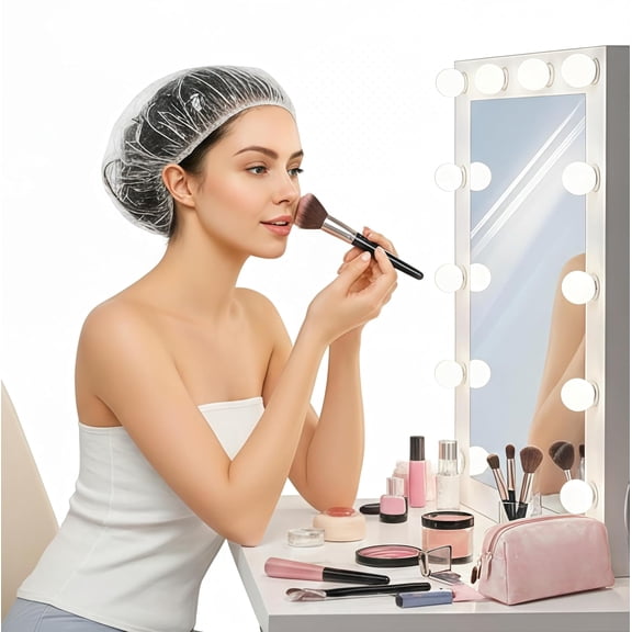 Disposable Shower Caps - Extra Large Thick Clear Plastic, Reusable Waterproof Hair Cap for Deep Conditioning, Hotel Travel Essentials