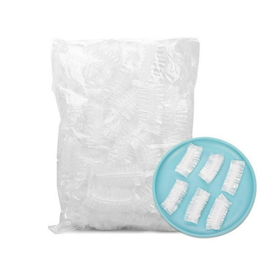Disposable Shower Caps,Plastic Hair Caps,100pcs Clear Disposable Plastic Shower Bath Caps for spa Hair Salon WH,Clear Disposable Plastic Shower Bath Caps for spa Hair Salon(White)