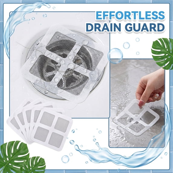 Disposable Shower Drain/Hair Catcher 100 Pack, Self-Adhesive Bathtub Hair Collector Stickers for Bathroom Floor Drain Strainer Clog Prevention white