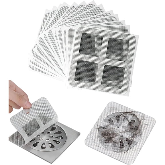 Disposable Shower Drain Hair Catcher Mesh Stickers, Disposable Shower Drain Hair Catcher, Drain Mesh Cover, Bathroom, Laundry, Kitchen, Bathtub, Sink, for Human & Pet (50Pcs)