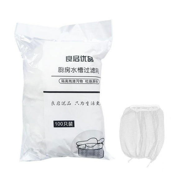 Disposable Sink Filter Screen, 3.93 x 4.33 in, Stretchable Mesh Bag, Prevents Food Residue and Hair from Clogging Drain, Easy Lift and Throw Away for Kitchen and Bathroom Sinks