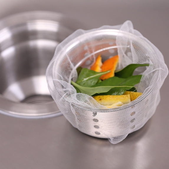 Disposable Sink Strainer Net 100 Pcs Elastic Mesh Bag Anti Clogging Food Catcher for Kitchen Sink, White