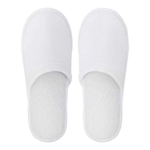 Disposable Slippers for Guests, Soft Cotton Velvet Travel Slippers with Non-Slip Sole, Individually Wrapped Spa Slippers for Hotel, Home, Salon - White