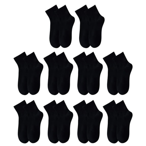 Disposable Socks 10 Pairs Convenient Solid Color Cotton Socks Mid Tube Socks Compressed Socks for Travel Black