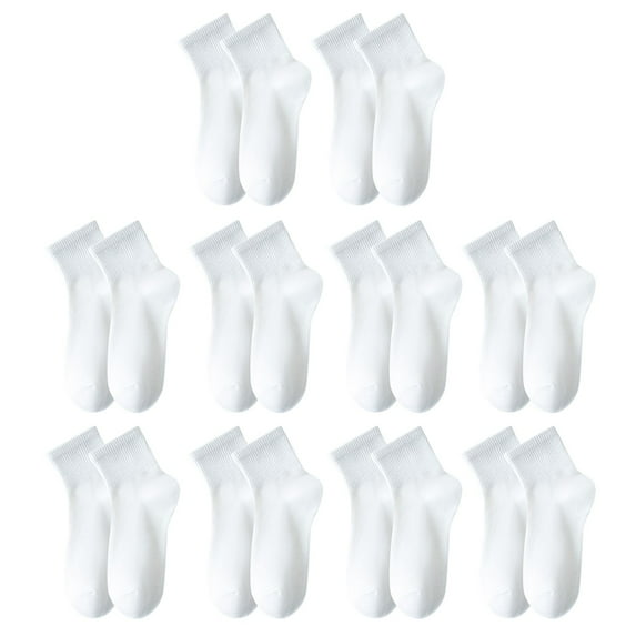 Disposable Socks 10 Pairs Convenient Solid Color Cotton Socks Mid Tube Socks Compressed Socks for Travel White