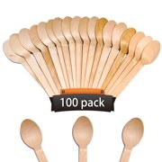 Disposable Spoons by Birch, Environmental Protection Tableware by Natural Birch, All-Natural Eco-Friendly, Biodegradable, Compostable Tableware- 6.3 Inches (Pack of 100)