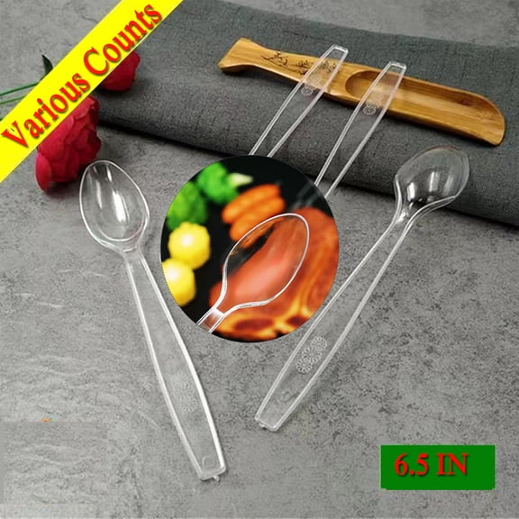 Disposable Spoons | Clear Extra Strong Extra Resistant | 100/200/300/400/500/600 Transparent Plastic Spoons Weight Disposable Plastic Spoon-transparent