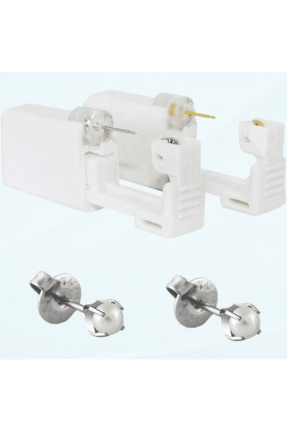 Disposable Sterile Ear Piercing Unit Cartilage Tragus Helix Piercing Gun NO Pain Piercer Tool Machine Kit Stud Choose Design (Pair 418,Silver Pearl)