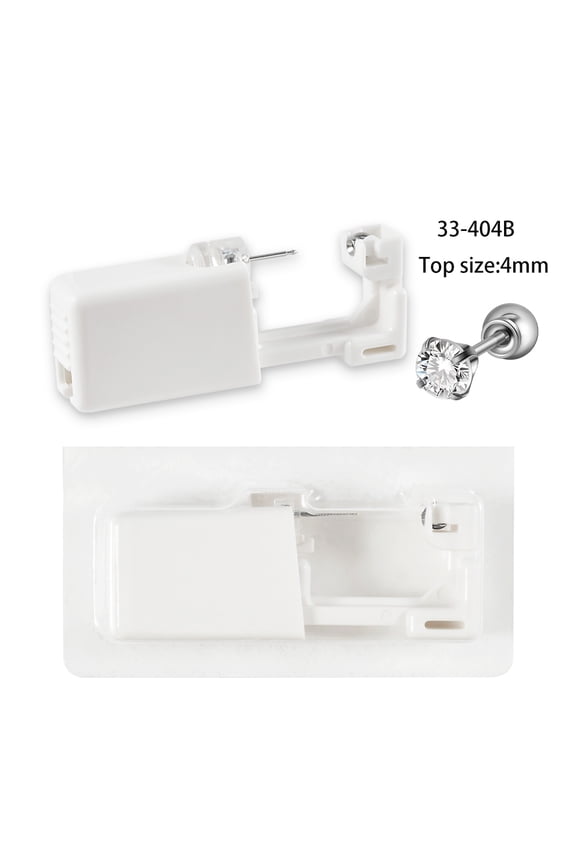 Disposable Sterile Stainless Steel Zircon Second Generation Push-in Ear Piercing Unit Crystal Ear Tragus Helix Piercing Kit 33-404B