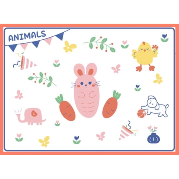 Disposable Stick-on Placemats for Baby & Kids, Restaurant Table Mats 11.8" x 17" Sticky Place Mats, Toddler Baby Placemat, Animal Alphabet Theme
